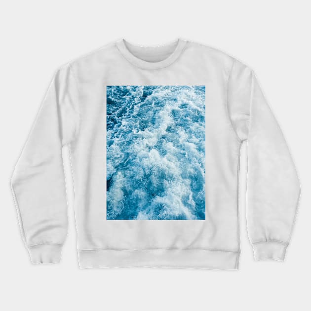 Whitewater River Rapids Blue Abstract Crewneck Sweatshirt by Amy-K-Mitchell